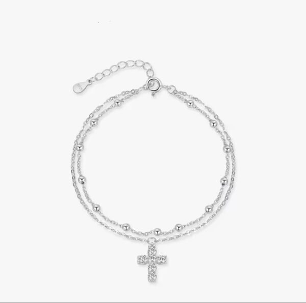 Pulseira Cruz Dubla Prata