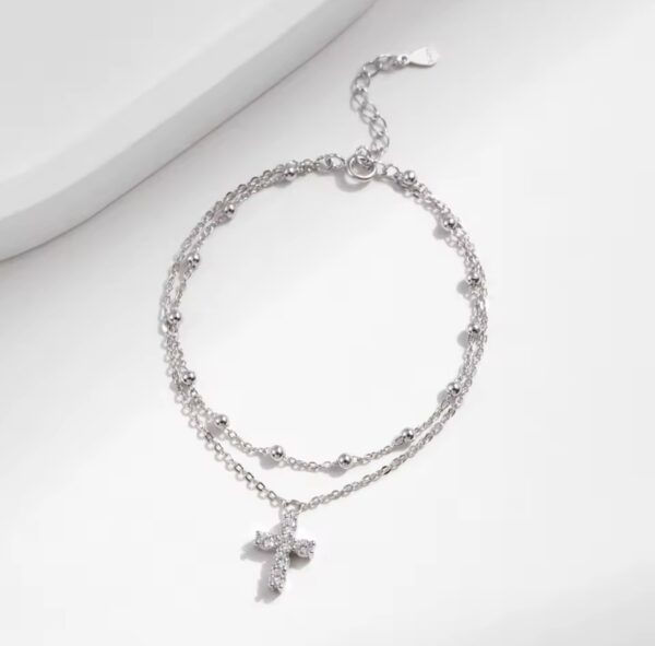 Pulseira Cruz Dubla Prata - Image 2