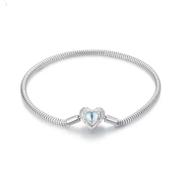 Pulseira Coração Lua Prata