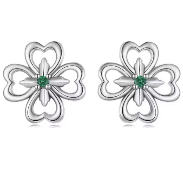 Brinco Green Flower Prata