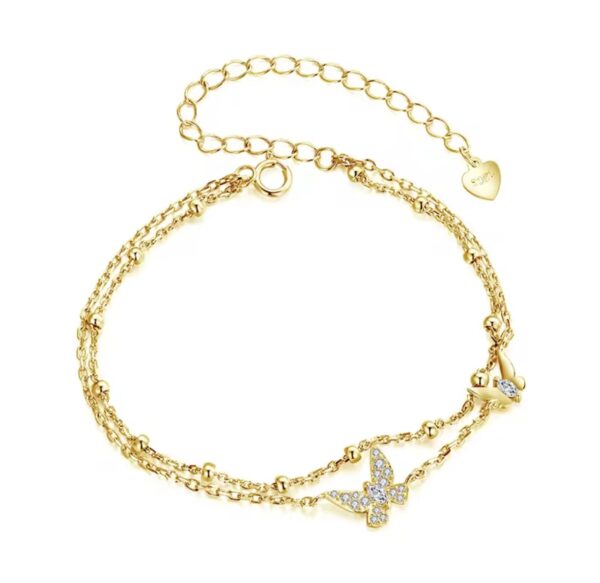 Pulseira Borboleta Dupla Ouro