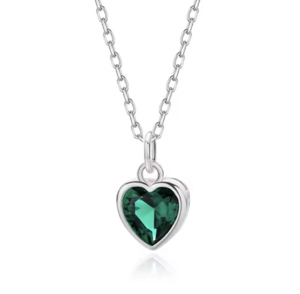 Colar Heart Green Prata