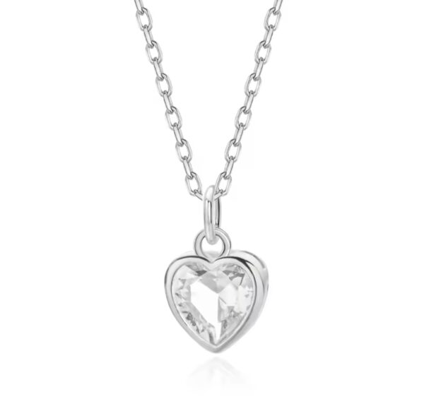 Colar Heart Cristal Prata