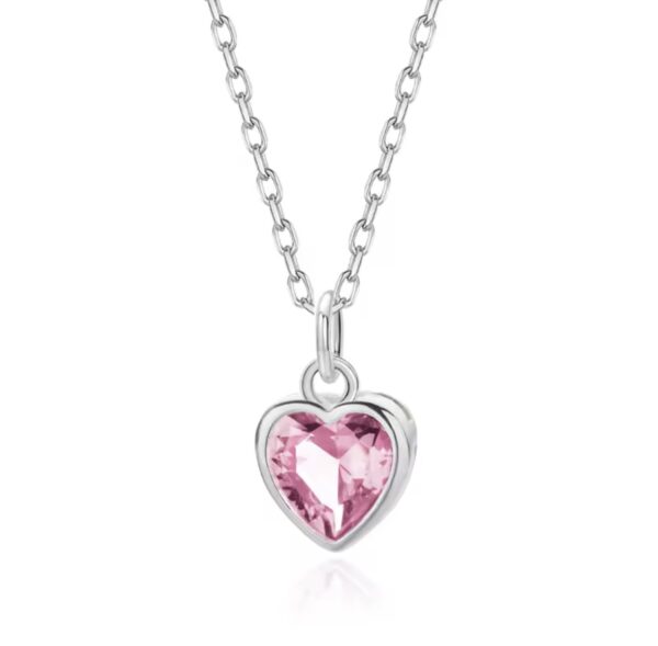 Colar Heart Pink Prata