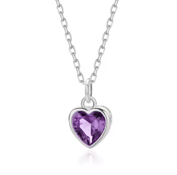Colar Heart Purple Prata