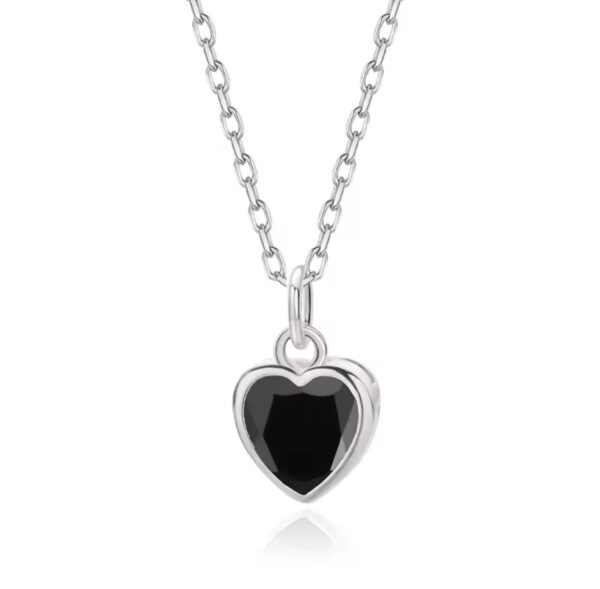 Colar Heart Black Prata