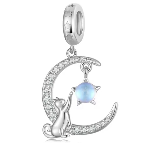 Berloque Moon Cat Prata